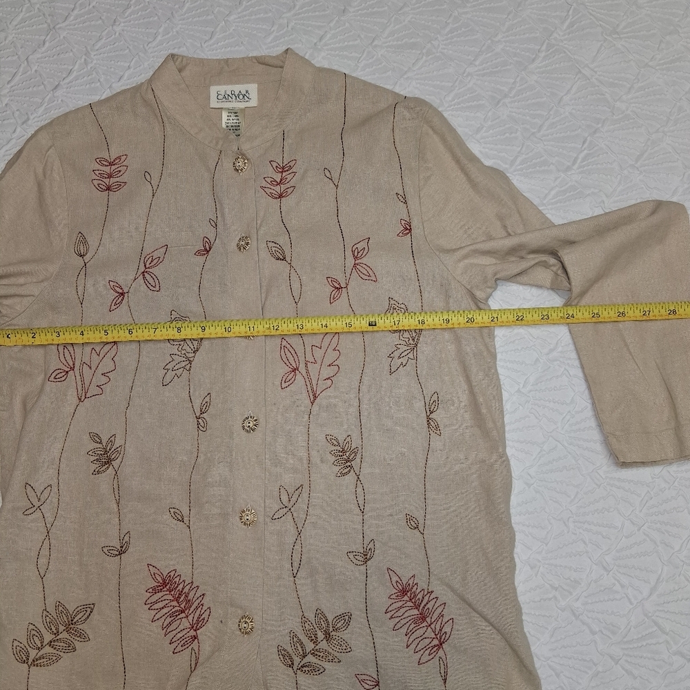 Cedar Canon Beige Floral Button Down Shirt Floral Size M - Picture 13 of 13